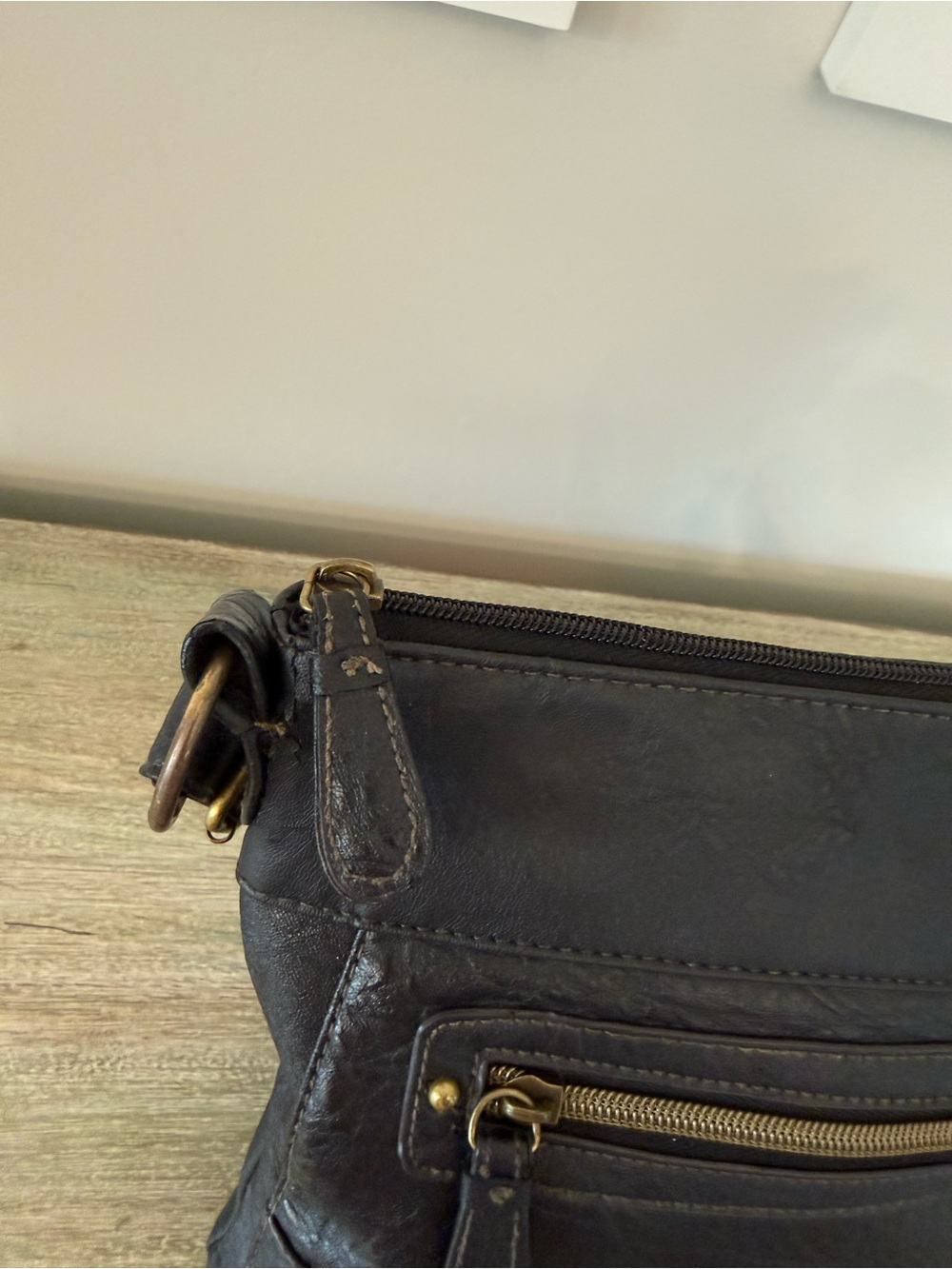 Black Faux Leather Crossbody Bag Moto Punk Grunge Goth Utility Purse - Picture 5 of 10